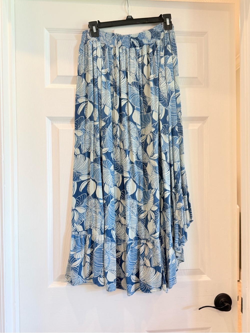 Angie Blue and White Floral Maxi Skirt